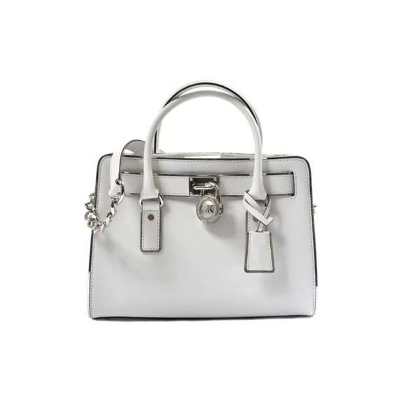 Michael Kors Hamilton Specchio E W Satchel Optic White - Picture 3 of 16